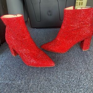 Red Glitter Ankle Boots